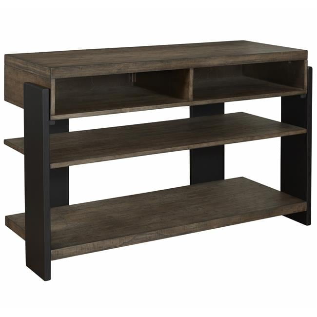 Transitional Black and Brown Rectangular Console Table with Storage
