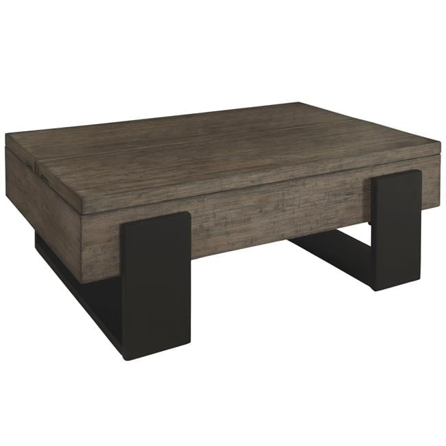 Clay and Black Rectangular Wood Lift-Top Coffee Table with Storage