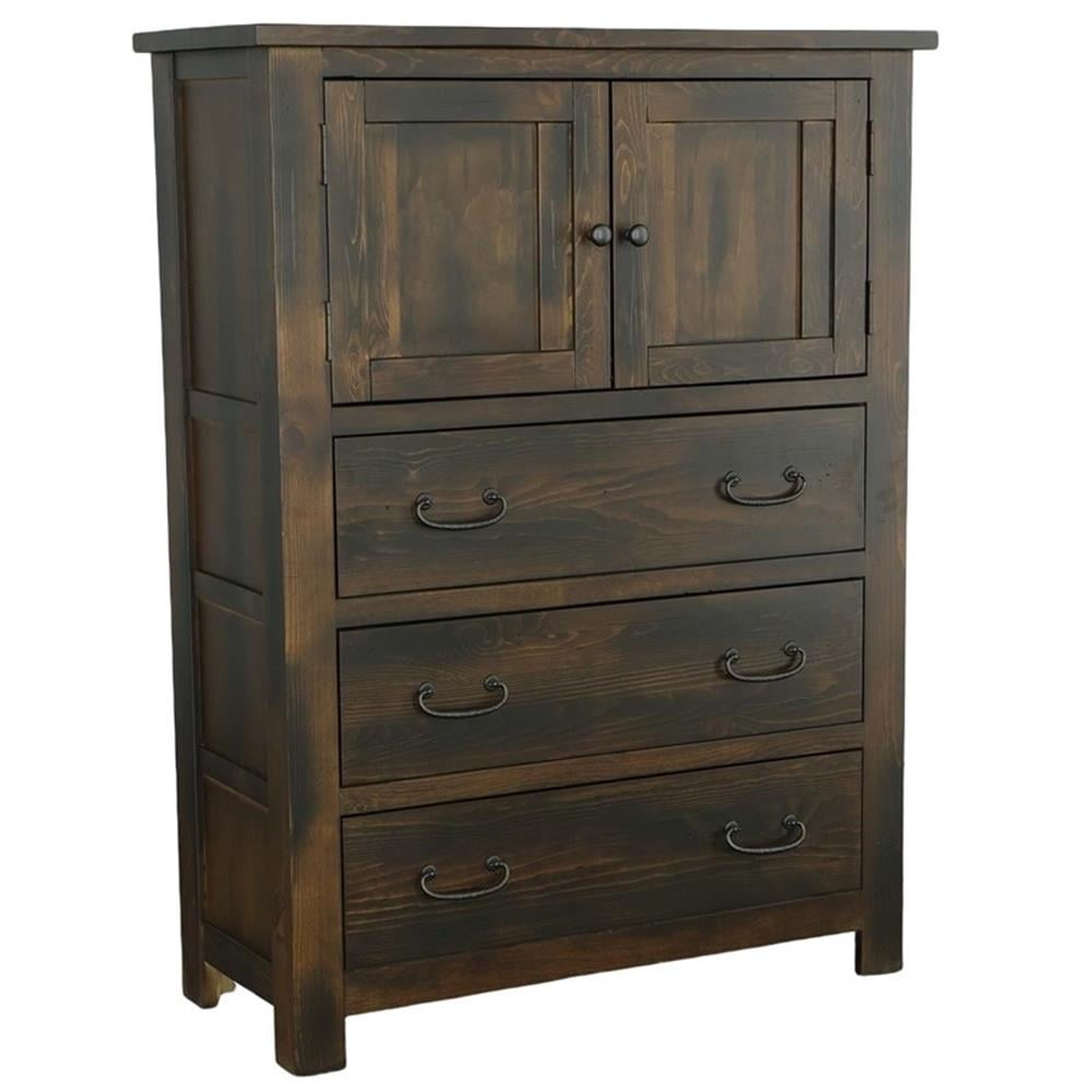 Woodbury Rustic Brown 3-Drawer Dresser with Cabinet
