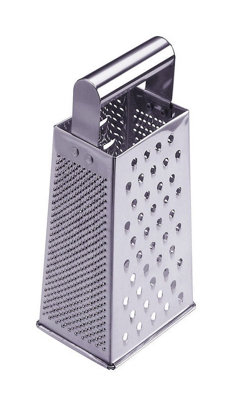 Silver Stainless Steel 4-Sided Box Grater with Handle