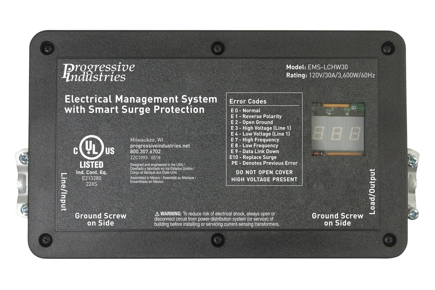 Progressive Industries EMSLCHW30 Hardwired RV Electrical Management