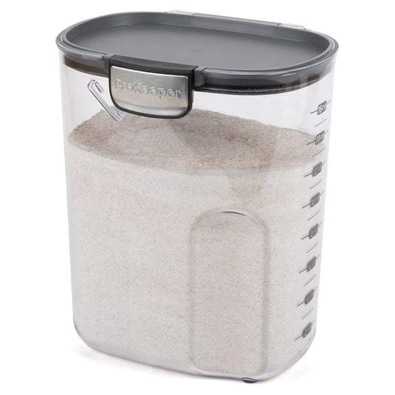 + by Progressive International Clear Plastic Airtight Food Baker's Kitchen Storage Organization Container Canister Set with Magnetic Accessories (Flour 4-Quart)