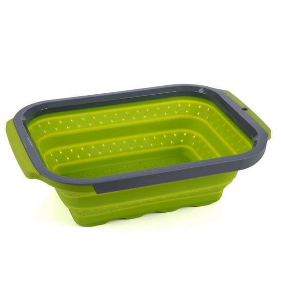 Progressive International Collapsible Silicone Over-the-Sink 6 Qt Colander, Green/Black