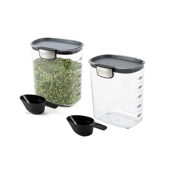 Progressive International ProKeeper+ Clear Plastic Airtight Food Baker's Kitchen Storage Organization Container Canister Set with Magnetic Accessories, 2- Piece Set (PKS-2 - Grain 2.5-Quart)