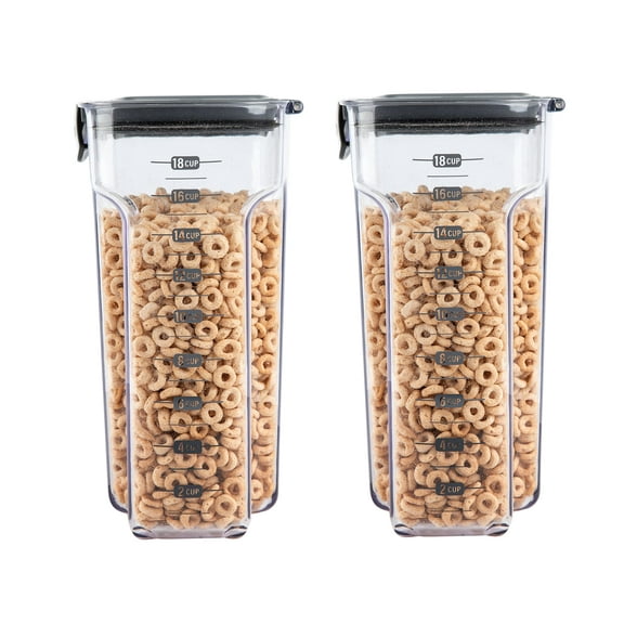 Progressive International ProKeeper+ Clear Plastic Airtight Food Baker's Kitchen Storage Organization Container Canister Set with Magnetic Accessories, 2- Piece Set (Cereal 4.5-Quart)