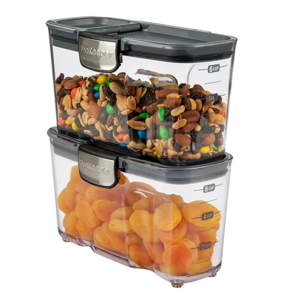 Progressive International ProKeeper+ Clear Plastic Airtight Food Baker's Kitchen Storage Organization Container Canister Set with Magnetic Accessories, 2- Piece Set (Cereal 1.5-Quart)