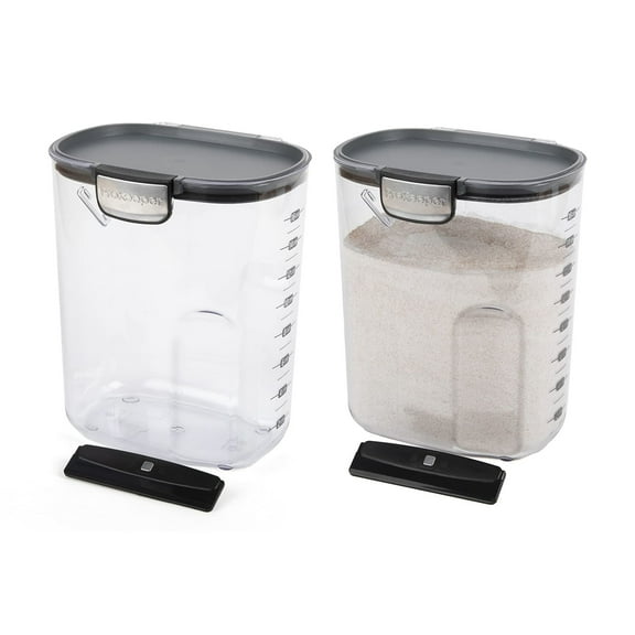 Progressive International ProKeeper+ Clear Plastic Airtight Food Baker's Kitchen Storage Organization Container Canister Set with Magnetic Accessories, 2- Piece Set (Flour 4-Quart)