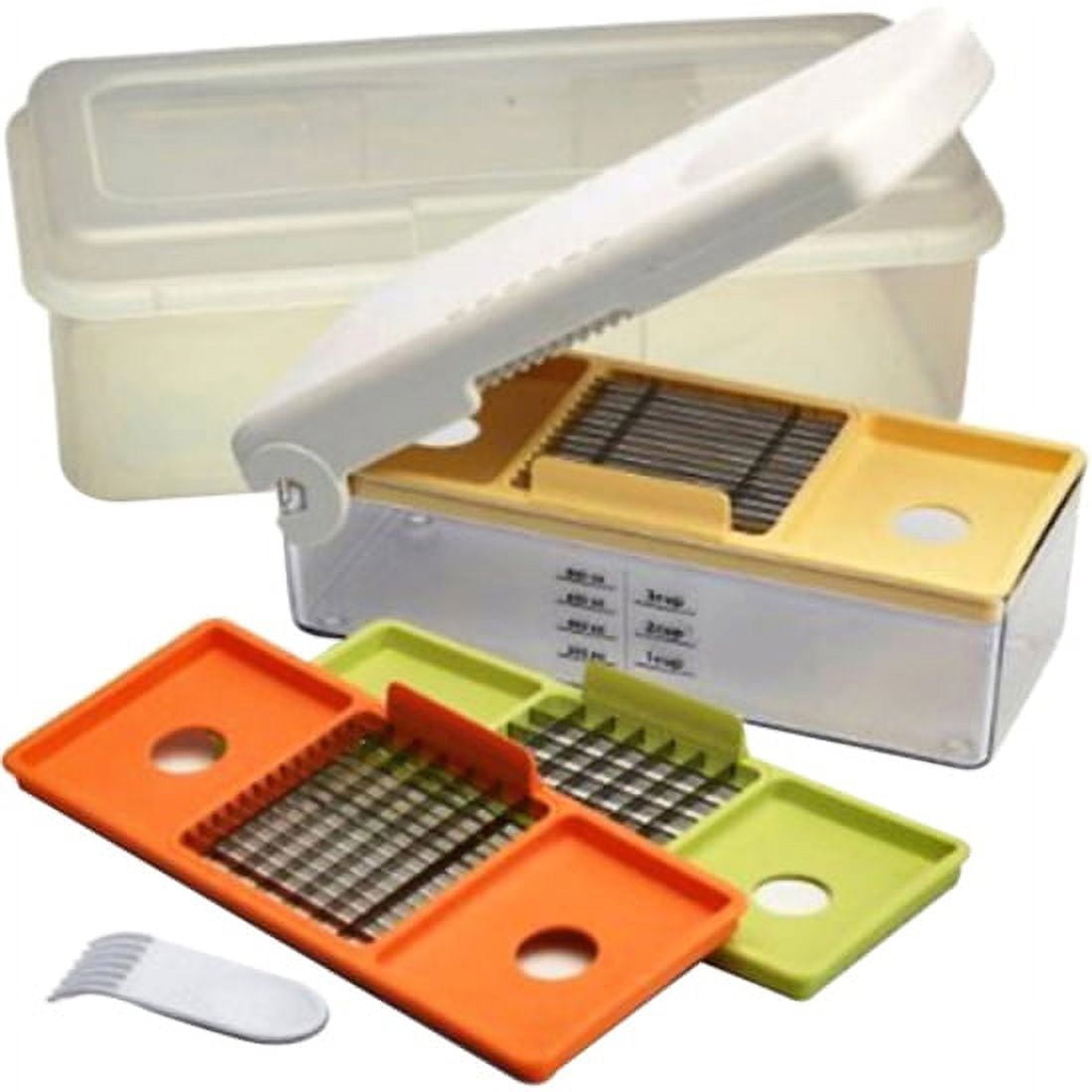 Multicolor Manual Fruit and Vegetable Chopper with 3 Blades