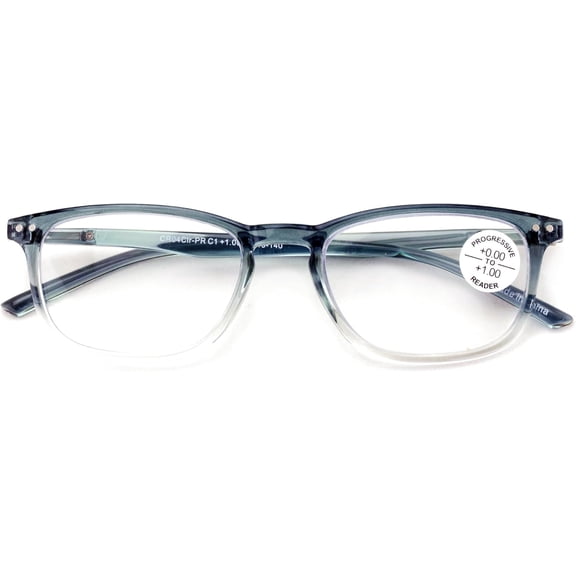 Progressive Multifocal Reading Glasses, Blue Light Blocking, Anti-Fatigue, Gradient Green Frame