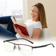 thumbnail image 1 of Progressive Multifocal Reading Glasses Blue Light Blocking, Automatic Zoom Near Far Vision Eyeglasses, Lightweight Metal Half-Frame Computer Goggles for Men Women Elderly (Red), 1 of 9