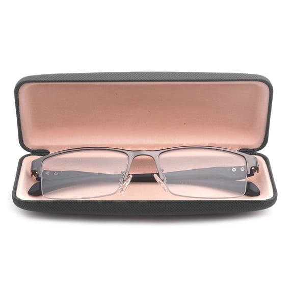 Progressive Multifocal Reading Glasses Blue Light Blocking for Men,No Line Trifocal Readers, Half Rim Metal Frame, TR90 Temple, Reading Glasses + 2.00