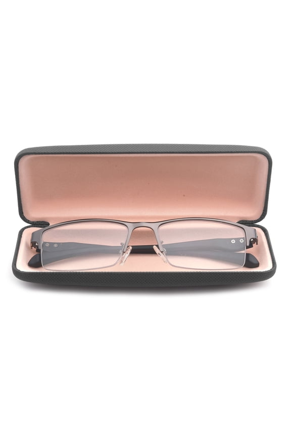 Progressive Multifocal Reading Glasses Blue Light Blocking for Men,No Line Trifocal Readers, Half Rim Metal Frame, TR90 Temple, Reading Glasses + 1.00