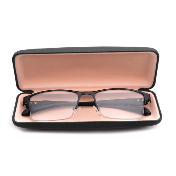 Progressive Multifocal Reading Glasses Blue Light Blocking for Men,No Line Trifocal Readers, Half Rim Metal Frame, TR90 Temple, Reading Glasses + 1.00