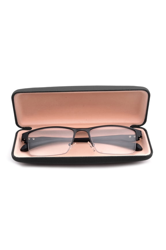 Progressive Multifocal Reading Glasses Blue Light Blocking for Men,No Line Trifocal Readers, Half Rim Metal Frame, TR90 Temple, Reading Glasses + 1.00