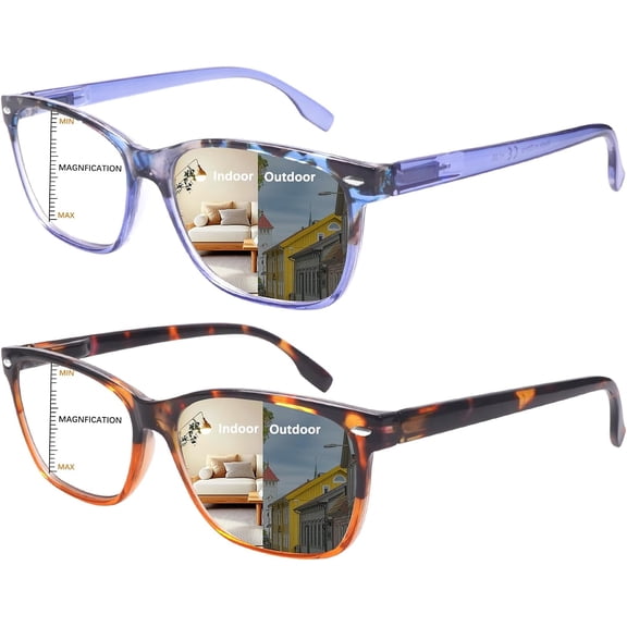 Progressive Multifocal Reading Glasses for Women Photochromic Gray Sunglasses Blue Light Blocking Computer Readers