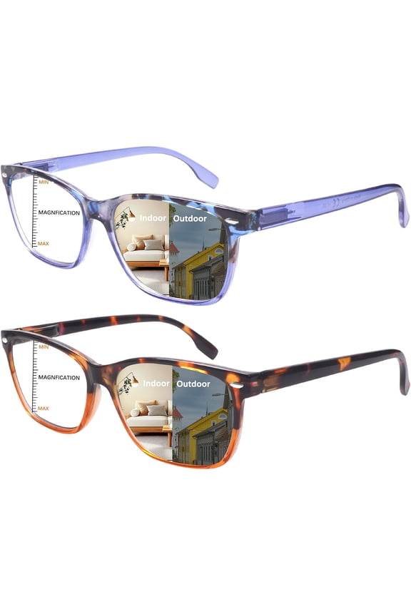 Progressive Multifocal Reading Glasses for Women Photochromic Gray Sunglasses Blue Light Blocking Computer Readers