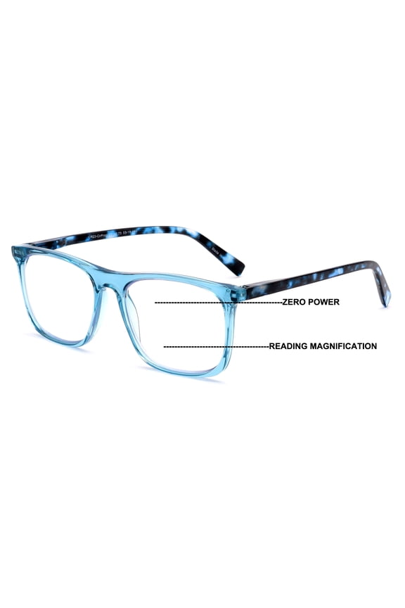 Progressive No-Line Reading Glasses – Zero Power Top | Clear Distance Vision with Bottom Magnification CR23 +1.25