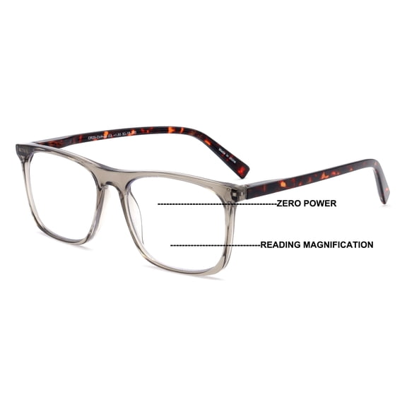 Progressive No-Line Reading Glasses – Zero Power Top | Clear Distance Vision with Bottom Magnification CR23 +2.00