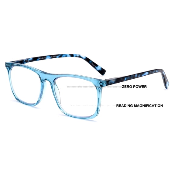 Progressive No-Line Reading Glasses – Zero Power Top | Clear Distance Vision with Bottom Magnification CR23 +2.50