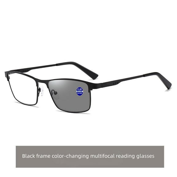 Progressive Photochromic Reading Glasses for Men Blue Light Blocking Multifocal Lens Computer Readers Near Far Vision Magnification 3.5x,Black(Color changing & multifocal)