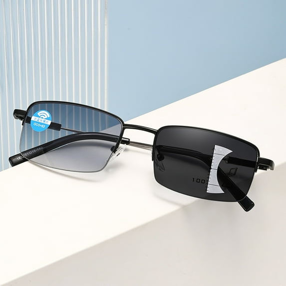 Progressive Photochromic Reading Glasses for Men Blue Light Blocking Multifocus Lens Computer Readers Near Far Vision Magnification 1.0x,Black