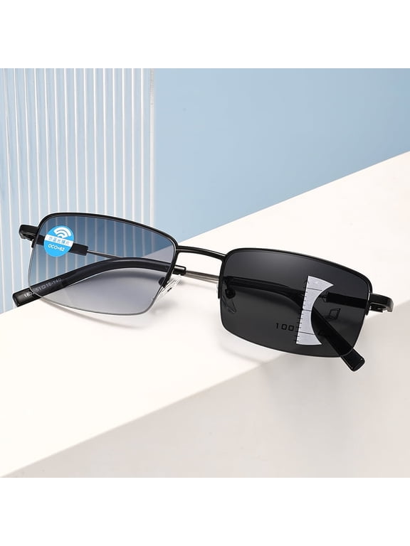 Progressive Photochromic Reading Glasses for Men Blue Light Blocking Multifocus Lens Computer Readers Near Far Vision Magnification 1.5x,Black