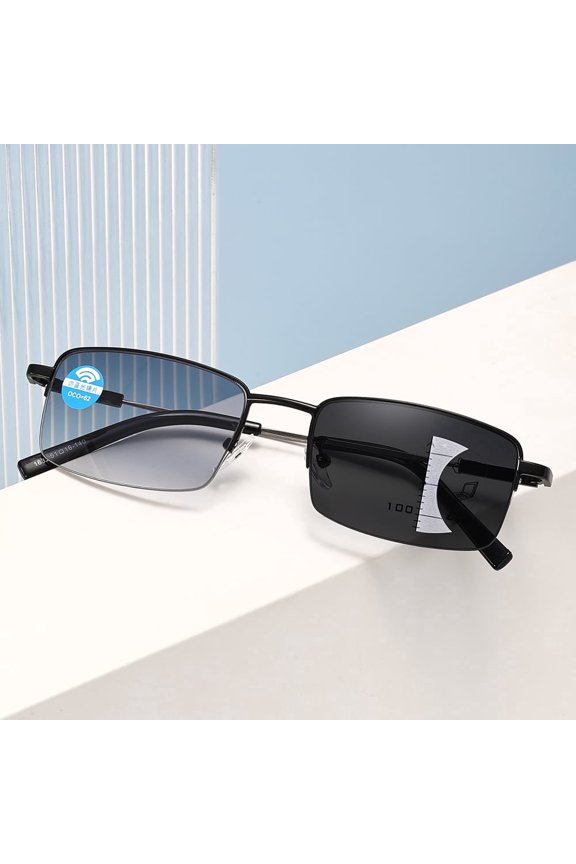 Progressive Photochromic Reading Glasses for Men Blue Light Blocking Multifocus Lens Computer Readers Near Far Vision Magnification 2.0x,Black
