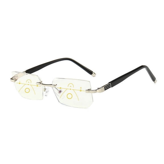 Unisex Reading Glasses Multi Focus Progressive Readers No Frame Diamond Cut Edge PC Eyeglasses Multiple Powers Anti