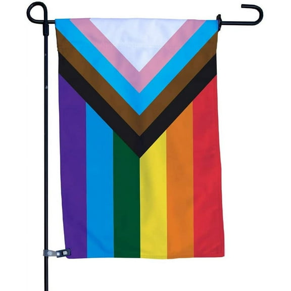 Progressive Pride Garden Flag, Gay Pride Double-Sided Outdoor Flag for Homes, Yards, and Gardens, 12 x 18 Inch