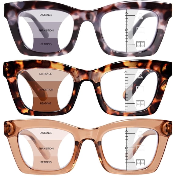 Progressive Reading Glasses for Women Oversized Spring Hinges Progressive Computer Readers Blue Light Blocking