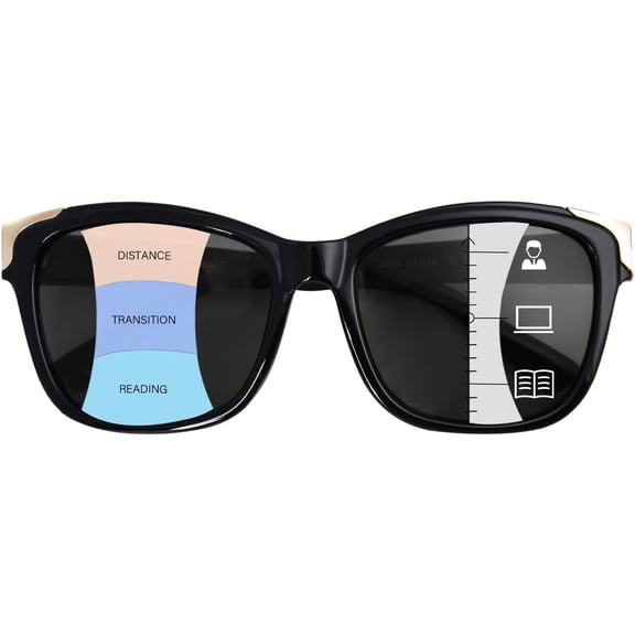 Progressive Reading Sunglasses for Women Multifocal Sunglasses | Square No Line Reading Sunglasses Outdoor Sun Readers UV400 Protection