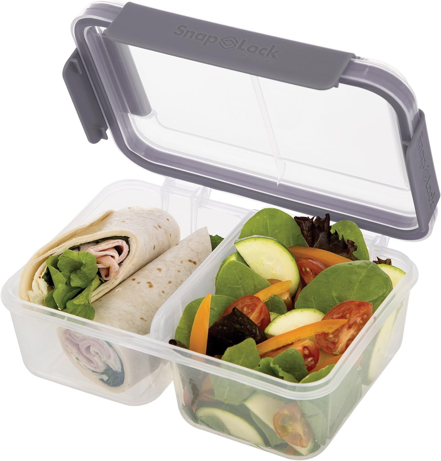 Food Split Frame Progressive SNL-1018GY SnapLock 4-Cup Large Divided Lunch Container ...