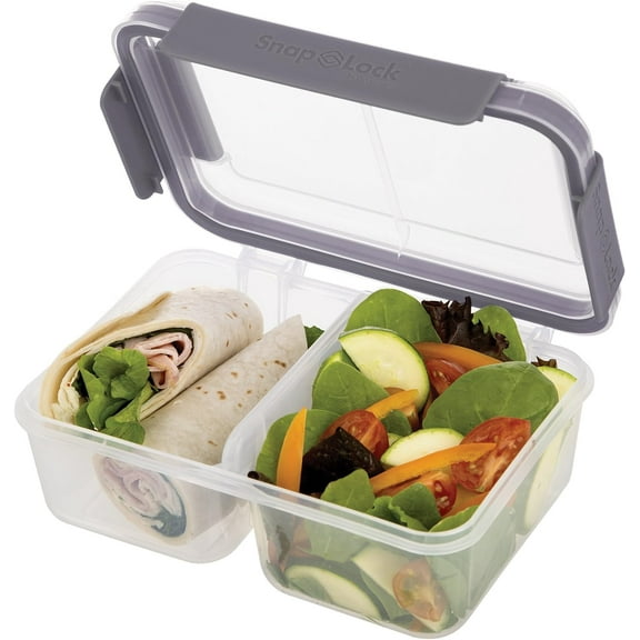 Progressive SNL-1018GY SnapLock 4-Cup Large Divided Lunch Container - Gray