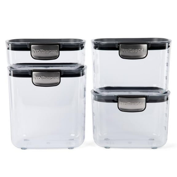 Progressive International ProKeeper+ Airtight Pantry Storage Container Set, Clear Plastic