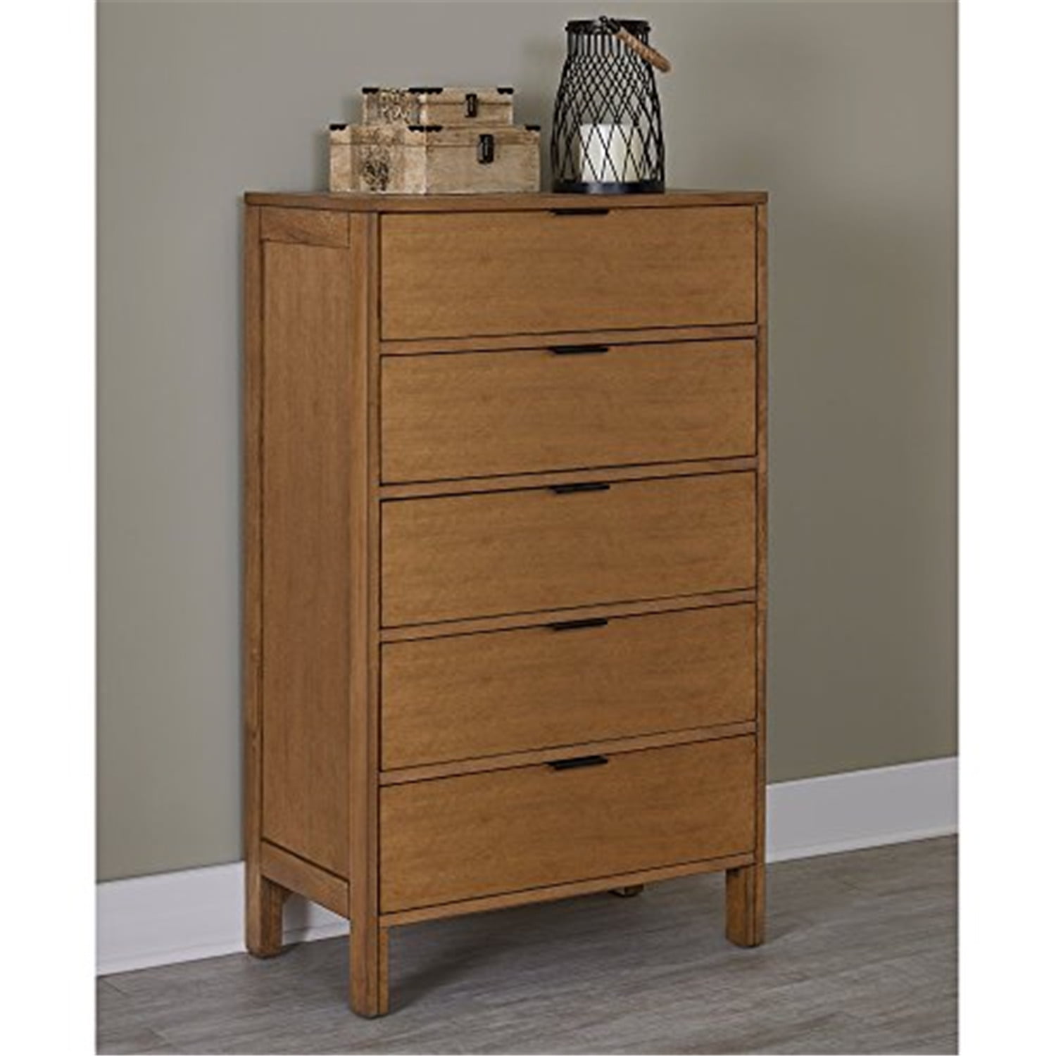 Jute Tan Transitional 5-Drawer Chest with Soft Close