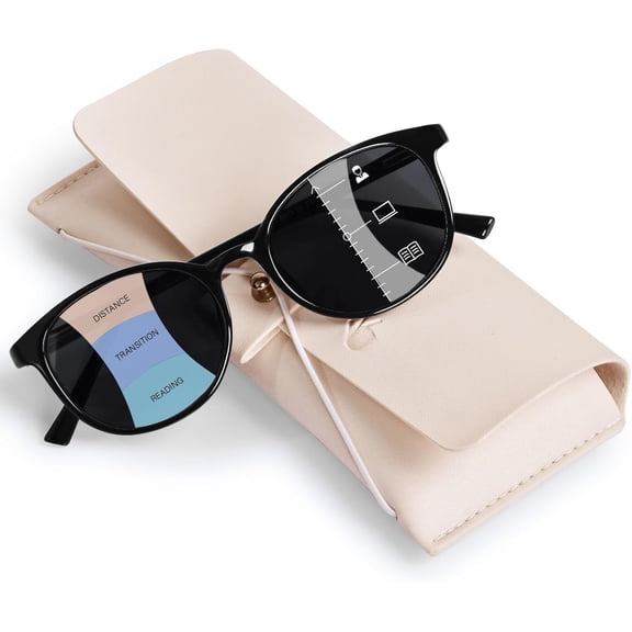 Progressive Sunglasses for Women Men, TR90 Multifocal Reader Sunglasses with Spring Hinge, UV400 Protection