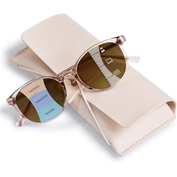 Progressive Sunglasses for Women Men, TR90 Multifocal Reader Sunglasses with Spring Hinge, UV400 Protection