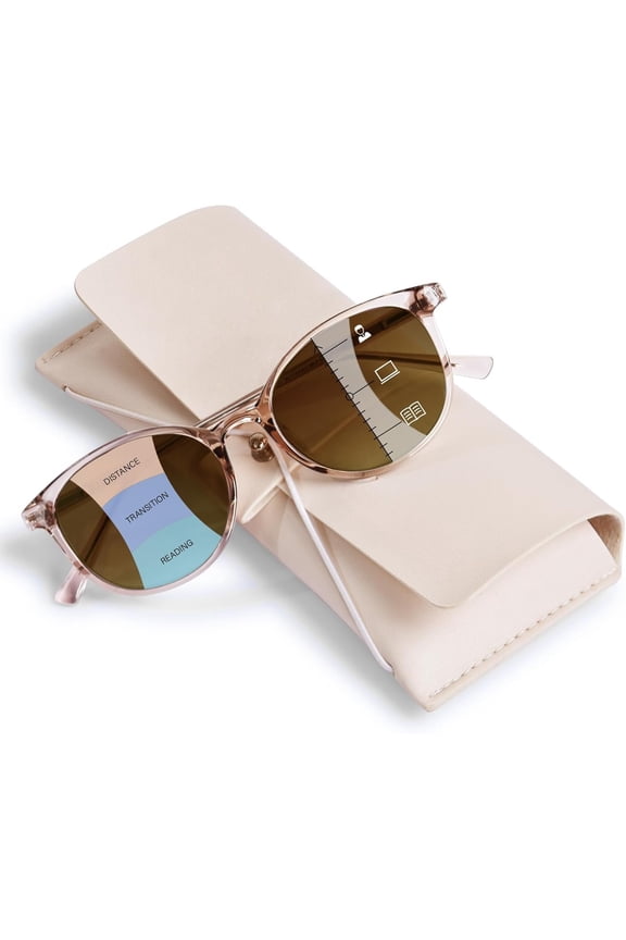 Progressive Sunglasses for Women Men, TR90 Multifocal Reader Sunglasses with Spring Hinge, UV400 Protection