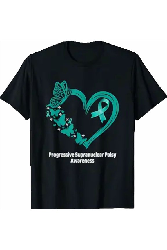 Progressive Supranuclear Palsy PSP Awareness Heart Butterfly T-Shirt, Unisex T-Shirt