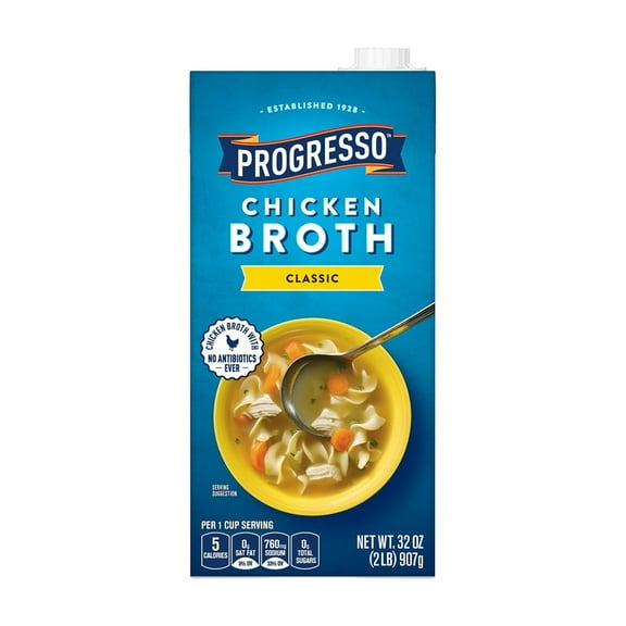 Progresso Classic Chicken Broth, 32 oz Carton (Pack of 2)