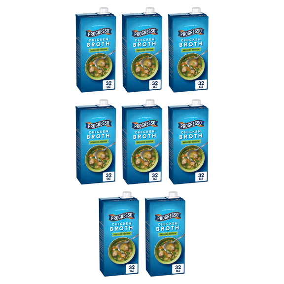 Progresso Chicken Broth, Reduced Sodium, Gluten Free, 32 oz. (Pack of 8)