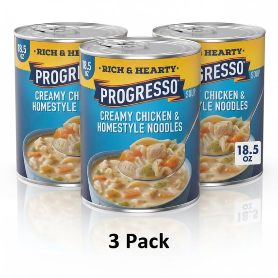Progresso Creamy Chicken & Homestyle Noodles Soup, 18.5 oz Can | Rich & Hearty Comfort Food (3 pack)