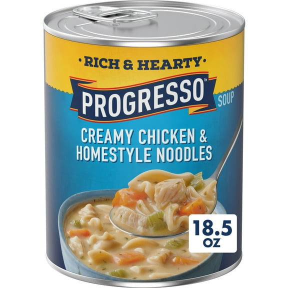Progresso Creamy Chicken and Homestyle Noodles Soup, Rich and Hearty Canned Soup, 18.5 oz