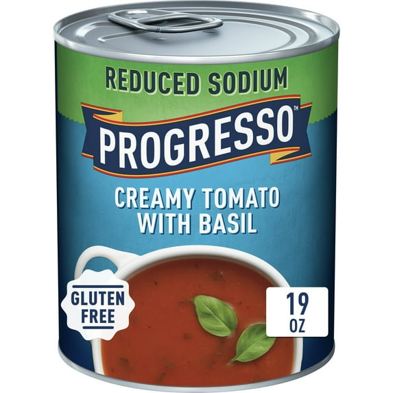 Progresso Creamy Tomato With Basil Soup, Reduced Sodium Canned Soup, Gluten Free, 19 oz (Pack of 6)