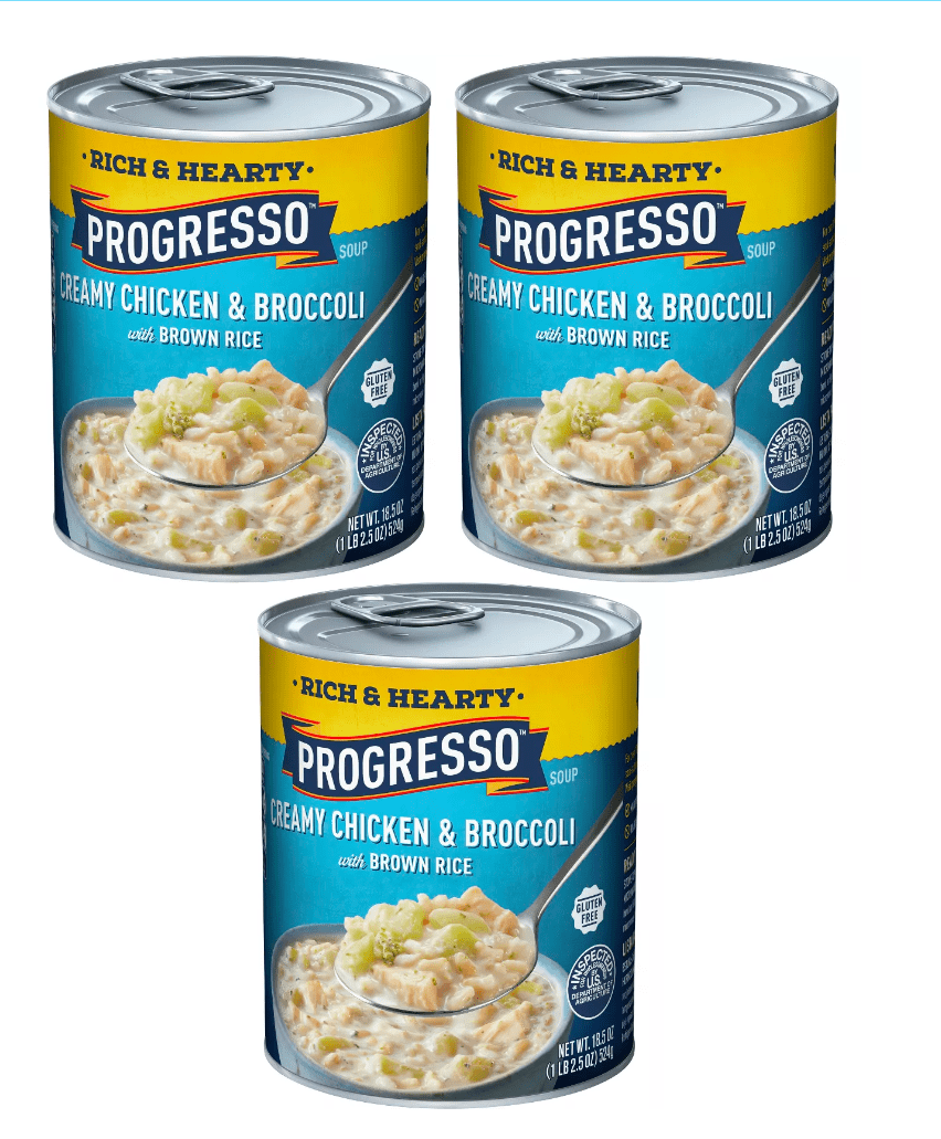 Progresso Gluten Free Rich & Heaty Creamy Chicken & Broccoli with Brown Rice Soup - 18.5oz pack of 3