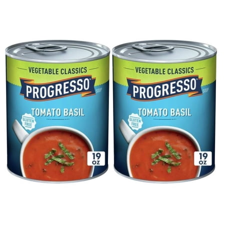 Progresso Tomato Basil Soup, Vegetable Classics Canned Soup, Gluten Free, 19 oz, Pack of 2, Bundled with Bamboo Chopsticks