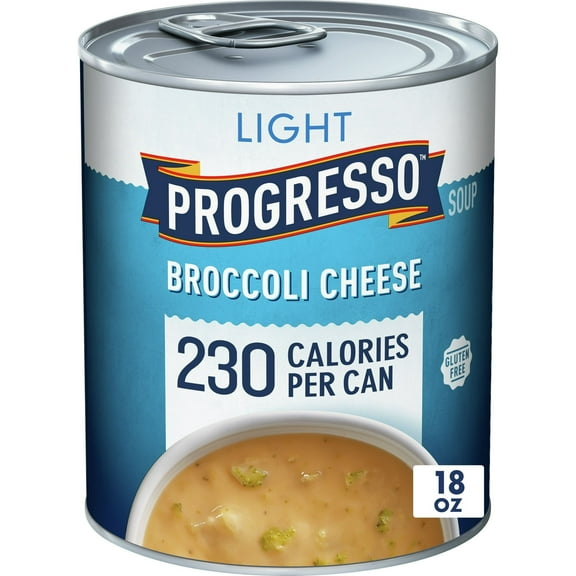 Progresso Light, Broccoli Cheese Canned Soup, Gluten Free, 18 oz. (Pack of 8)