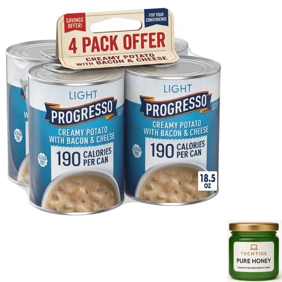 Progresso Light, Creamy Potato With Bacon & Cheese Canned Soup, Gluten Free, 18.5 oz Can