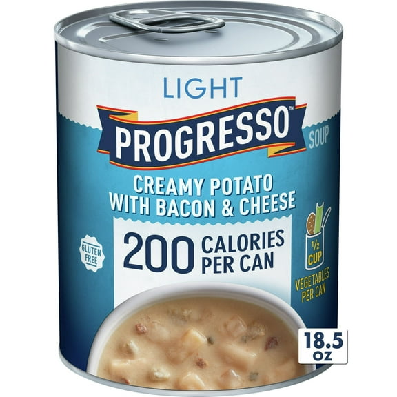 Progresso Light, Creamy Potato With Bacon & Cheese Canned Soup, Gluten Free, 18.5 oz. (Pack of 4)