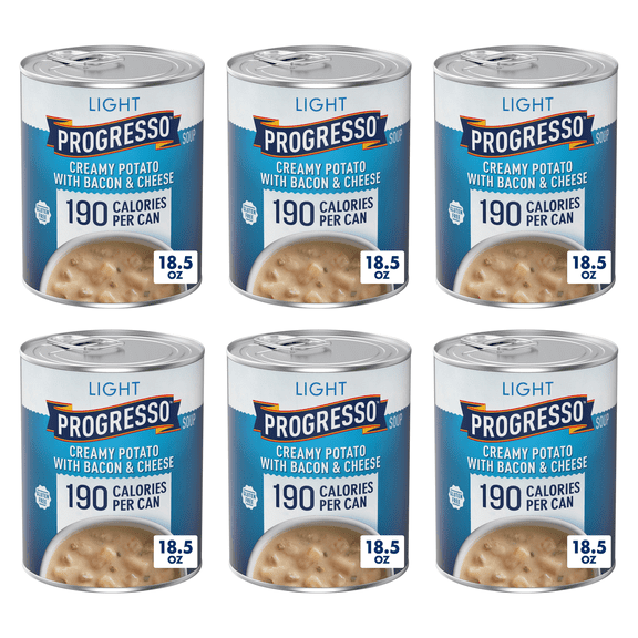 Progresso Light, Creamy Potato With Bacon & Cheese Canned Soup, Gluten Free, 18.5 oz. (Pack of 6)